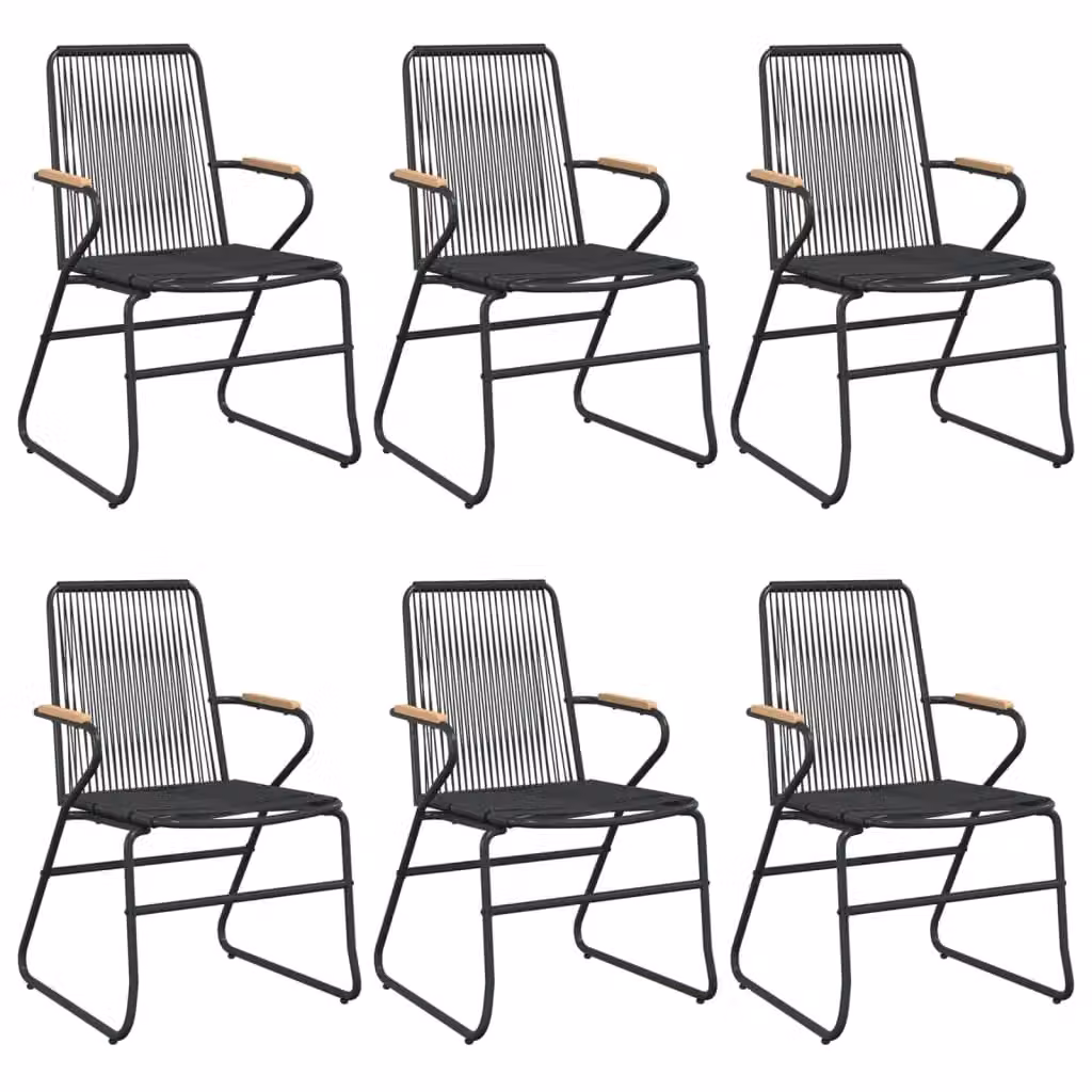 Berkfield Home 7 Piece Modern Garden Dining Set in Black PVC Rattan with Metal and Glass Details – 3