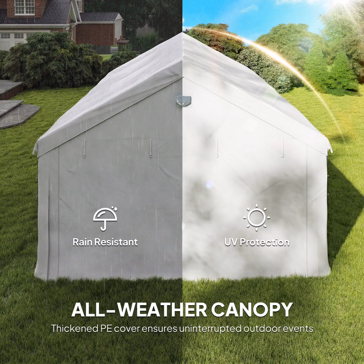 Outsunny White Party Tent with Windows and Gable Roof, W: 6 m, D: 4 m – 4