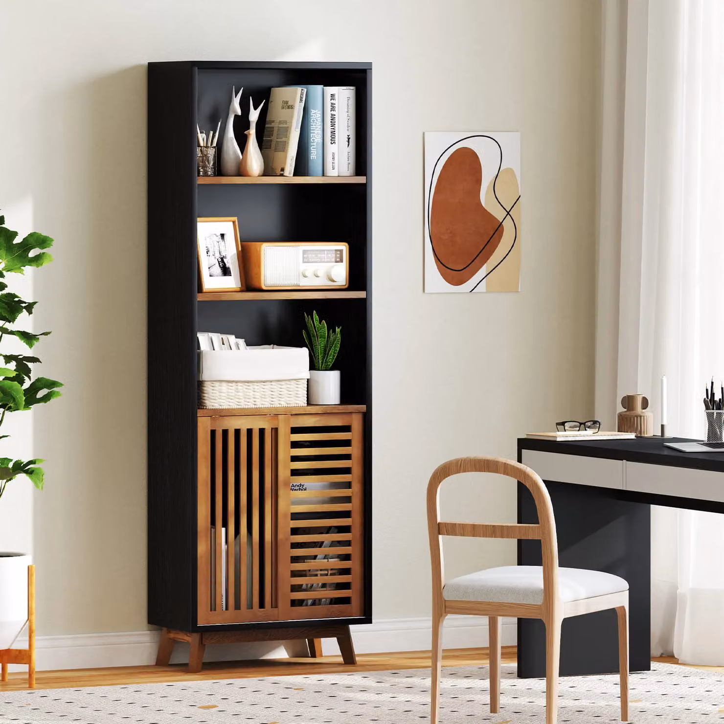 Costway 5-Tier Bookshelf with Reversible Adjustable Shelves in Brown – 10