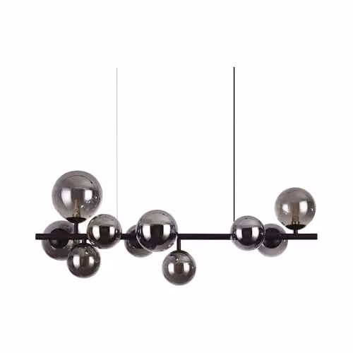Ideal Lux Perlage 10 Light Linear Globe Pendant Ceiling Light in Black
