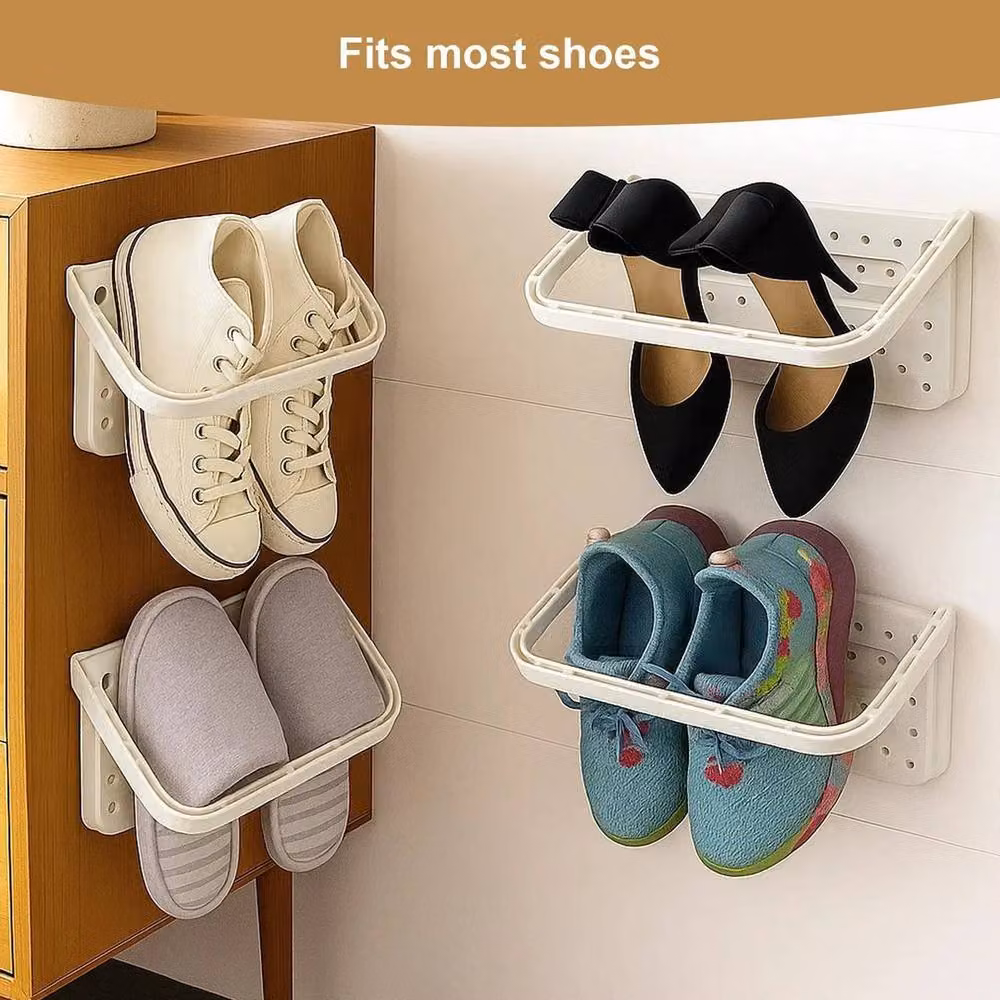 Kelvenix White Wall Mounted Foldable Plastic Shoe Rack – 3