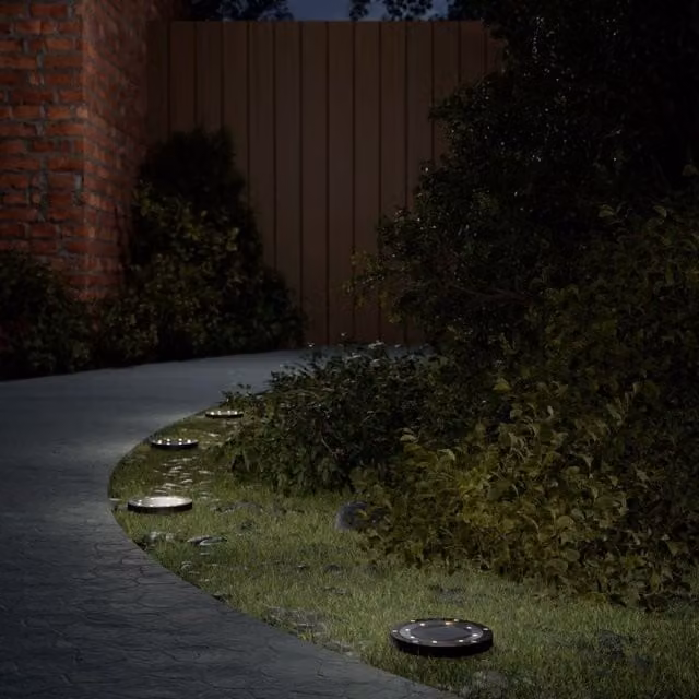Berkfield Home Solar Ground Lights with Ground Spikes, 4 Pack, Warm White, Black