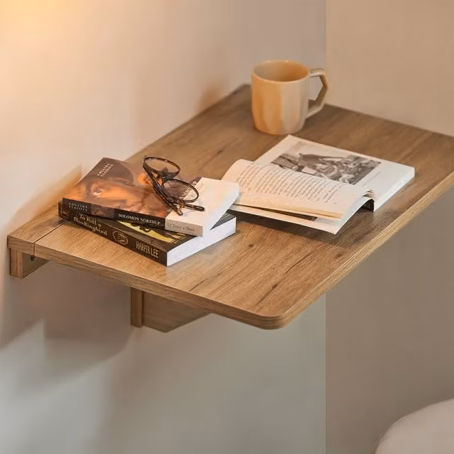 SoBuy Folding Wall-mounted Drop Leaf Table in Light Oak Finish