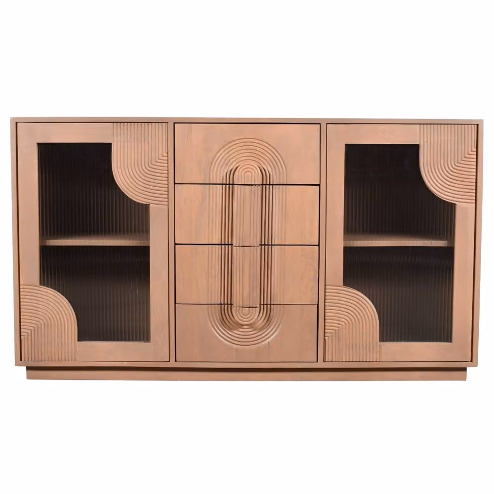 Wyld Haus New Mexico Mango Wood Sideboard in Brown with 4 Drawers and 2 Doors, W/D/H: 150 x 40 x 85 cm – 3
