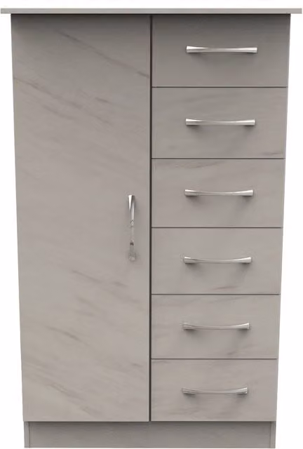 2 U Hampshire Ready Assembled Childrens Wardrobe with 1 Door and 5 Drawers in White – 1
