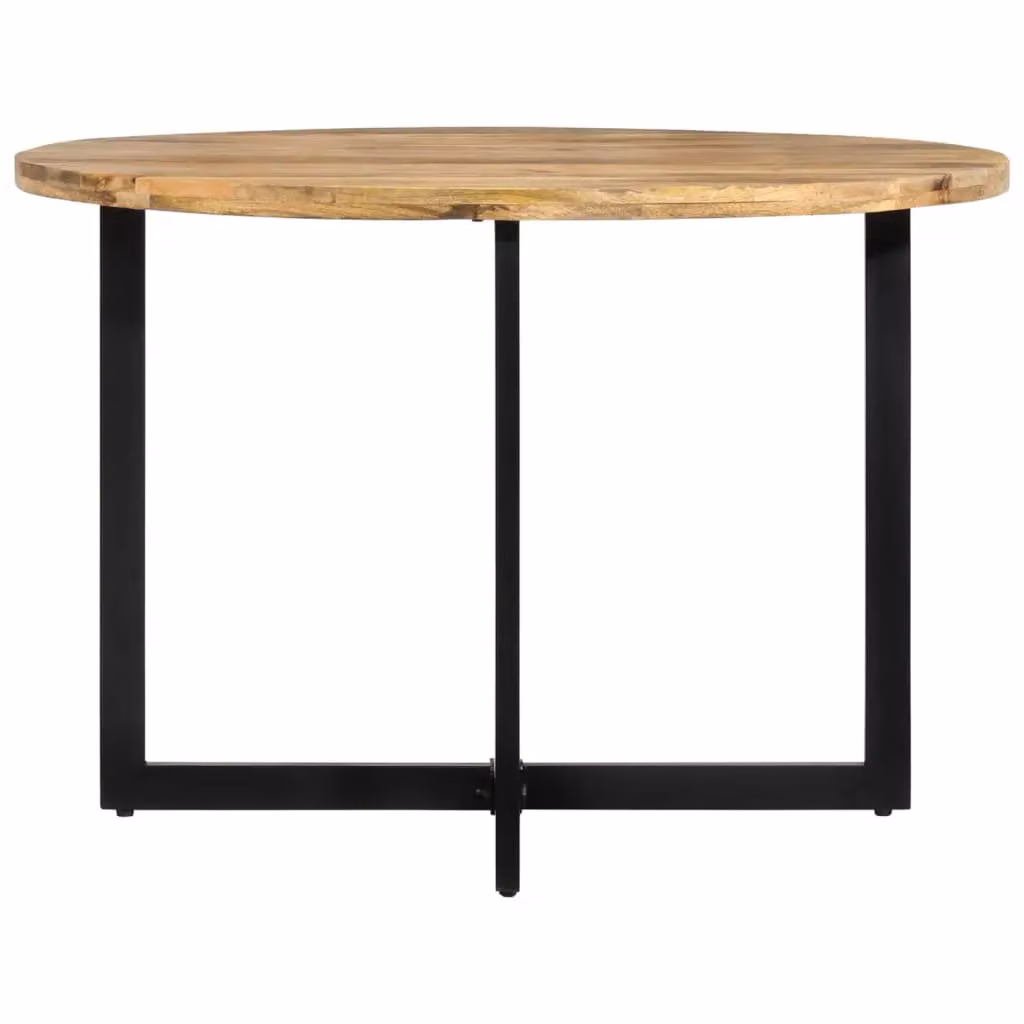 Berkfield Home Round Mango Wood Dining Table in Brown, W: 110 cm, D: 75 cm – 2