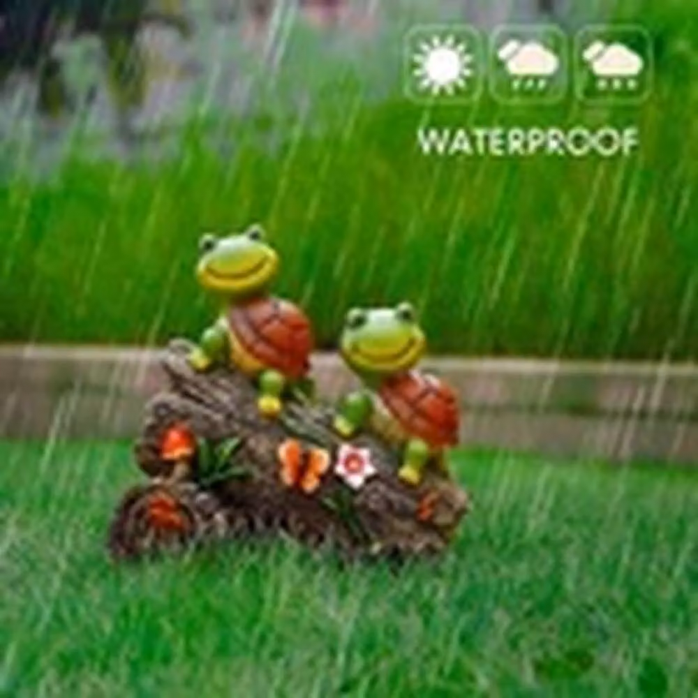 EONLION Tortoise Solar Lights Ornament, Green and Multicolour Outdoor Garden Decoration, H 23.5 cm x W 23.0 cm x D 13.0 cm – 2