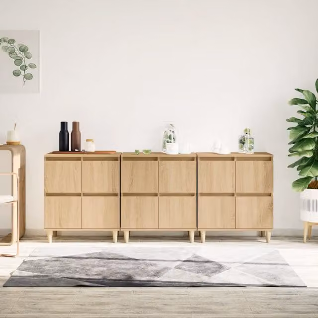 Berkfield Home 3-Piece Sonoma Oak Sideboard Set in Brown, W/D/H: 60 x 35 x 70 cm