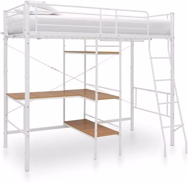 Berkfield Home Modern White Metal Bunk Bed for Children W/D/H: 90 x 200 cm