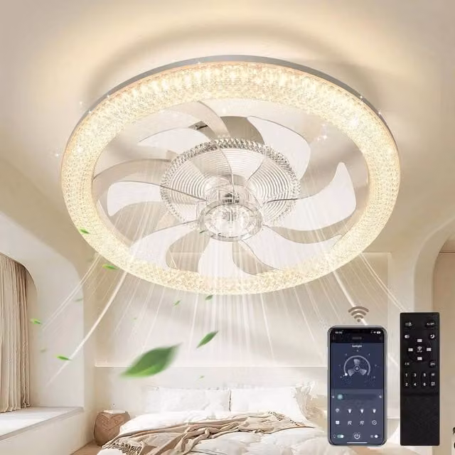 EONLION 6 Speed Large LED Ceiling Fan with Remote Control in White