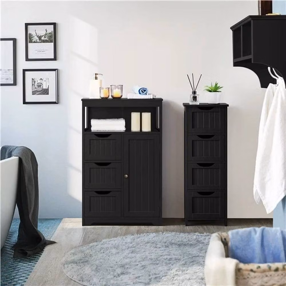 Kelvenix Modern Matt Black Freestanding Bathroom Floor Cabinet, W/D/H: 29.5 x 29.5 x 86.5 cm – 4