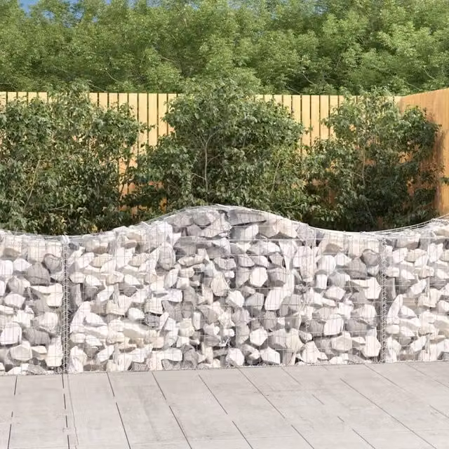 Berkfield Home Arched Gabion Baskets, 13 Piece Set, Silver Galvanised Steel, W: 200 cm, D: 50 cm, H: 80-100 cm – 1