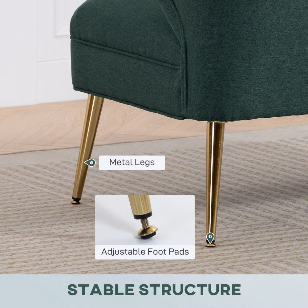 STILVORA 2 Seater Wing Back Sofa in Green with Metal Legs and Scatter Cushions – 6