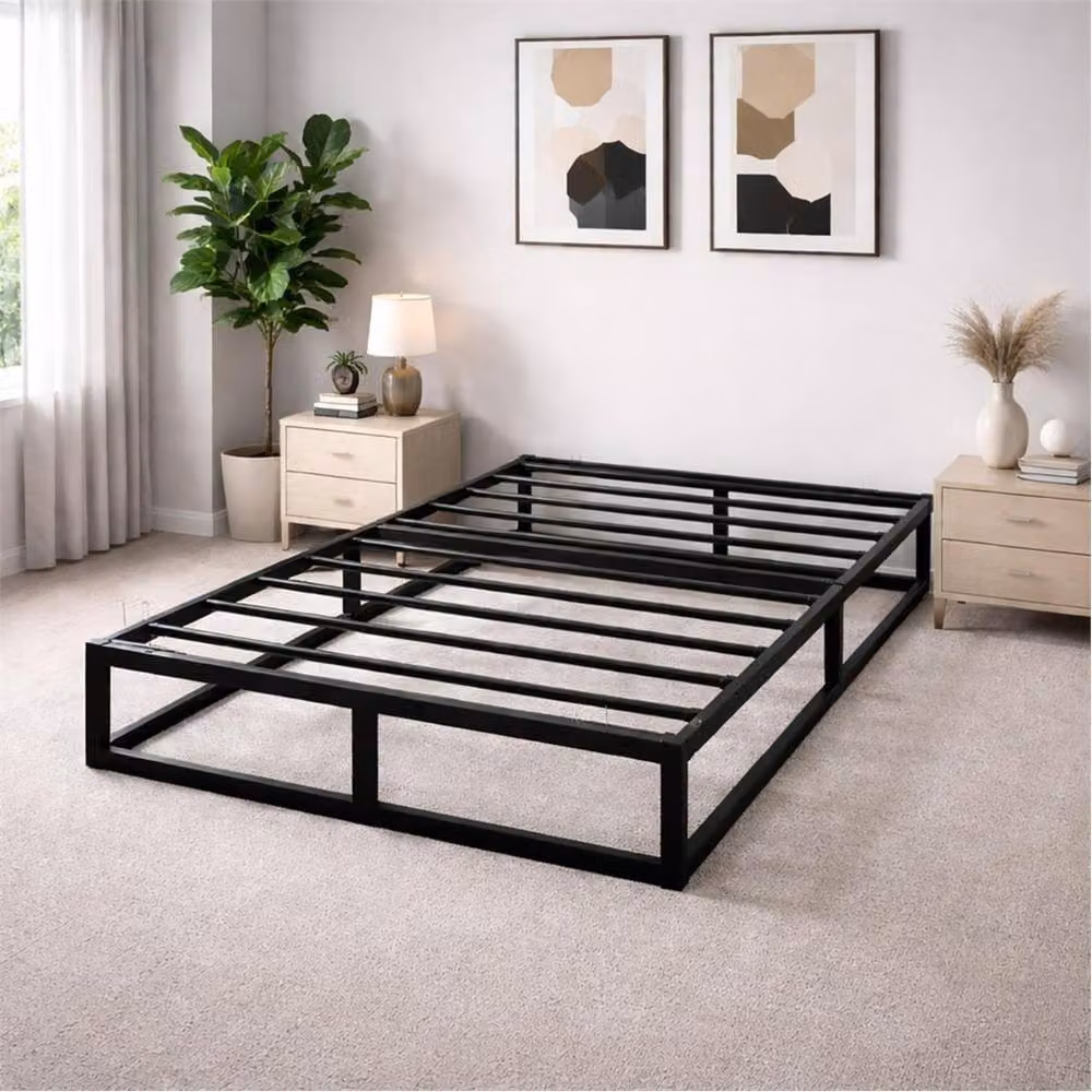 House Of Home FLAVORA Double Metal Bed Platform Frame in Black, Cot Size – 3