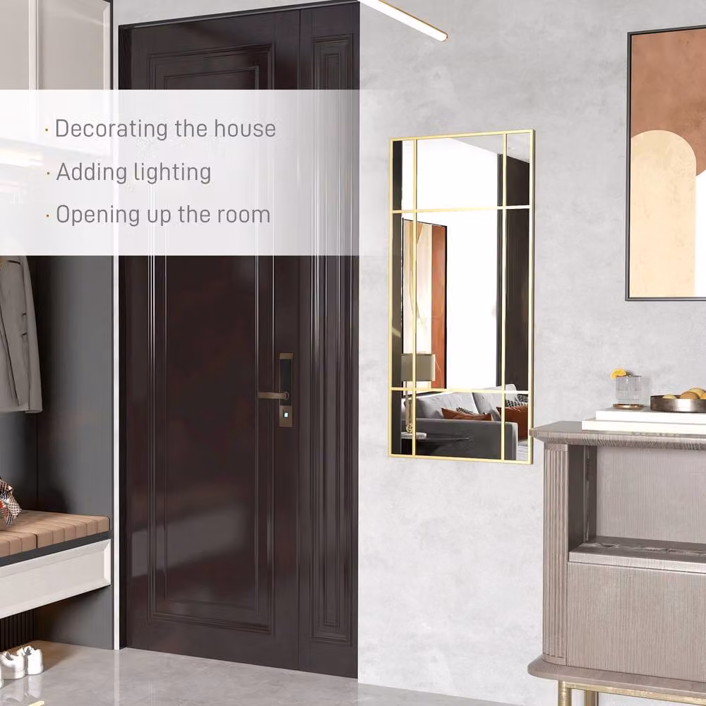 STILVORA Modern Rectangular Wall Mirror with Gold Metal Frame, Width: 110 cm – 3