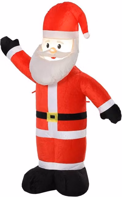 OUTSUNNY 5ft Red and White Velvet Look Inflatable Santa Claus with LED Lights