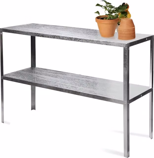 Lacewing 2 Tier Traditional Solid Metal Greenhouse Staging in Silver