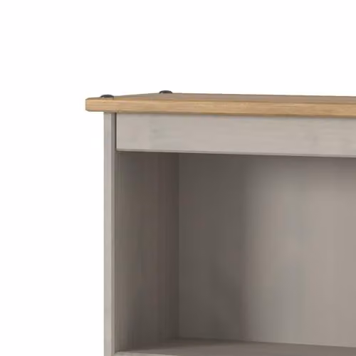 Core Products Corona Low Narrow Bookcase in Grey and Waxed Pine – 3