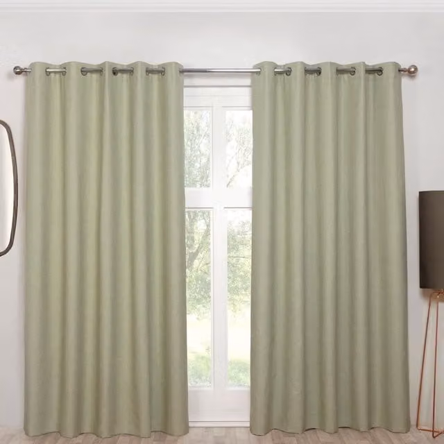 Sundour Cosmos Blackout Eyelet Curtains in Green, Width: 117 cm, Drop: 183 cm