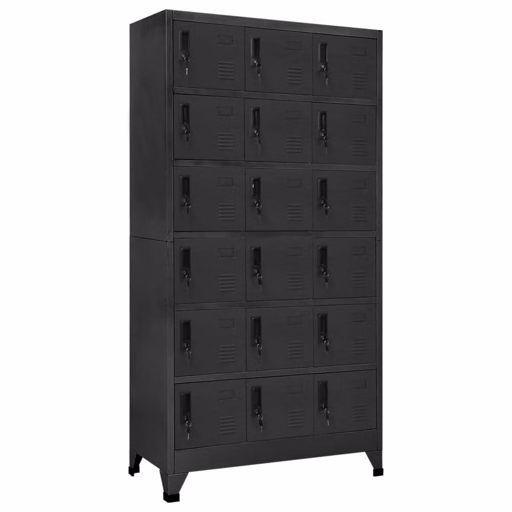 Berkfield Home Anthracite Metal Locker Cabinet with Hinged Doors and Lock, W/D/H: 90 x 40 x 180 cm – 2