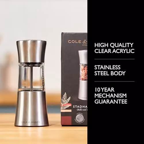 Cole & Mason Stadhampton Chilli and Spice Mill in Silver Stainless Steel, Height: 16.5 cm – 3
