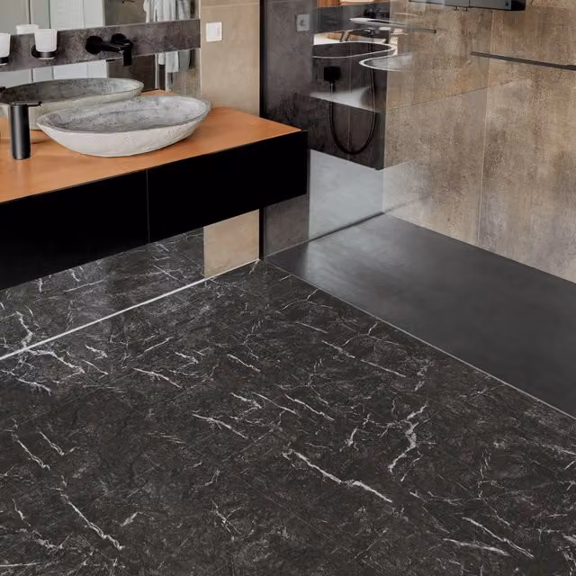 Novecrafto Self Adhesive Marble Black Vinyl Floor Tiles, 30 Pieces, Covers 5.57 m², W: 30.48 cm, H: 60.96 cm – 1