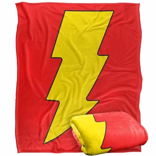 LOGOVISION DC Originals Shazam Logo Super Soft Silky Touch Fleece Throw Blanket, Multicolour, W: 127.0 cm x D: 152.4 cm x H: 152.4 cm – 1