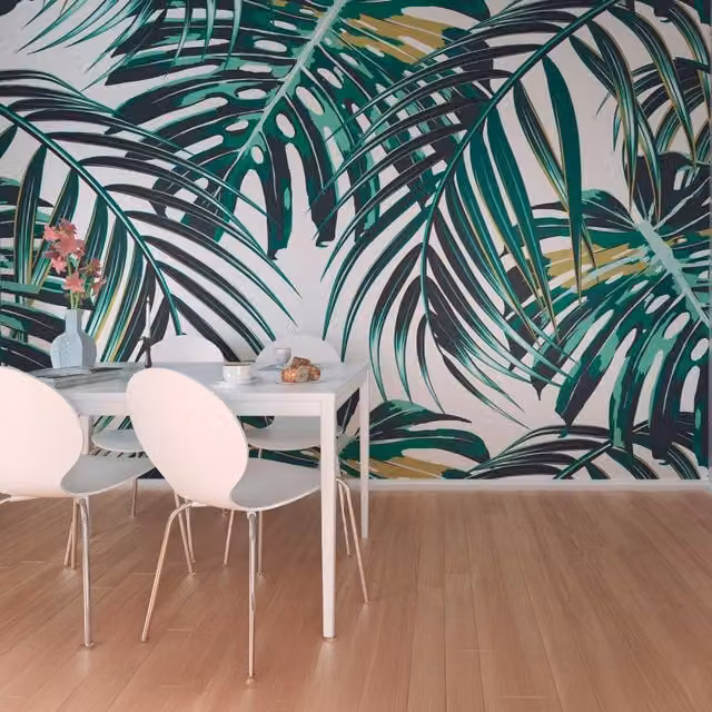 Origin Murals Tropical Leaves Wall Mural in Green