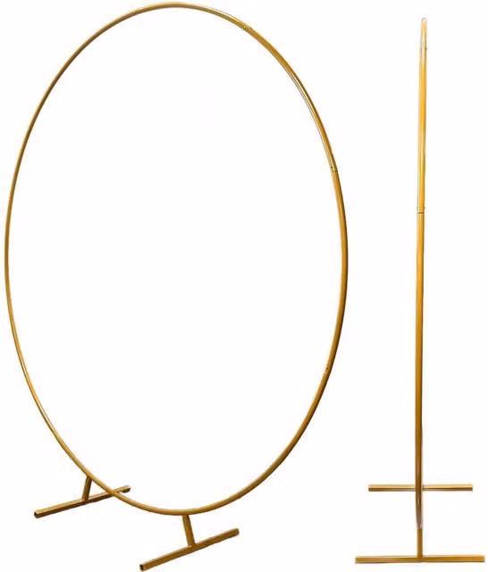 KORVIXA Gold Round Metal Hoop Balloon Arch and Flower Display Stand, W: 100 cm, H: 100 cm