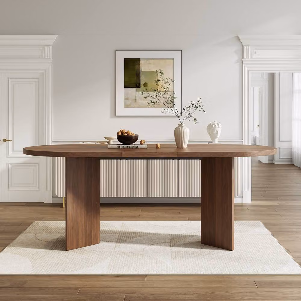Matteo Modern Oval Dining Table in Brown MDF Laminate, Seats 6 Adults, W: 180 cm, D: 90 cm, H: 75 cm – 3