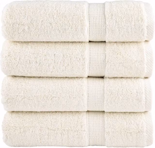 Berkfield Home SOLUND Premium Cotton Terry Hand Towels, 4 Pack, Beige, W: 50 cm, H: 100 cm, 600 gsm – 1
