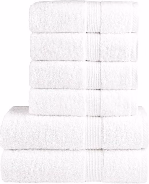 Berkfield Home SOLUND 6 Piece Premium White Cotton Terry Towel Set, 600 gsm – 1