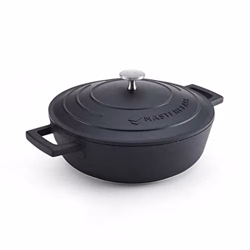 MasterClass Black Cast Aluminium Shallow Casserole Dish, 24cm – 1