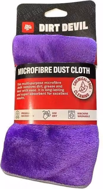 Dirt Devil Reusable Microfibre Cleaning Cloth, Purple, W/D/H: 30 x 30 x 30 cm – 1