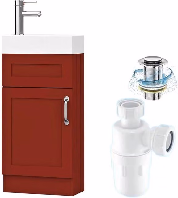 FORGEVIO Crawle Freestanding Terracotta Red Bathroom Vanity Unit