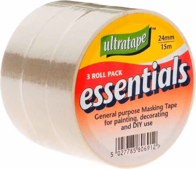 PTI Paper Masking Tape 3 Pack in White and Beige, Width: 50 mm, Length: 50 m