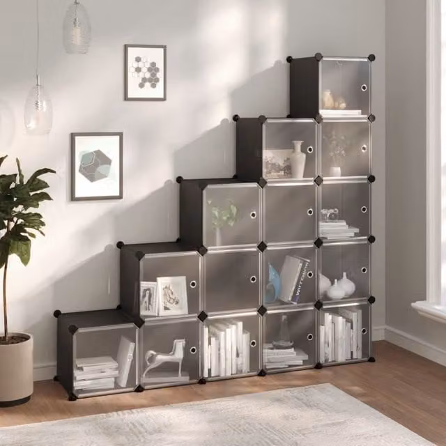 Berkfield Home 15 Cube Storage Organiser with Doors in Black