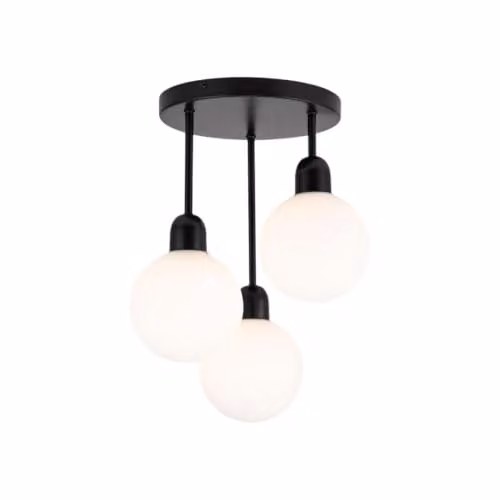 Cosylyte Modern Broome 3 Light Milk Glass Globe Ceiling Light, IP44 Bathroom Fixture, W/D/H: 34 x 34 x 44 cm