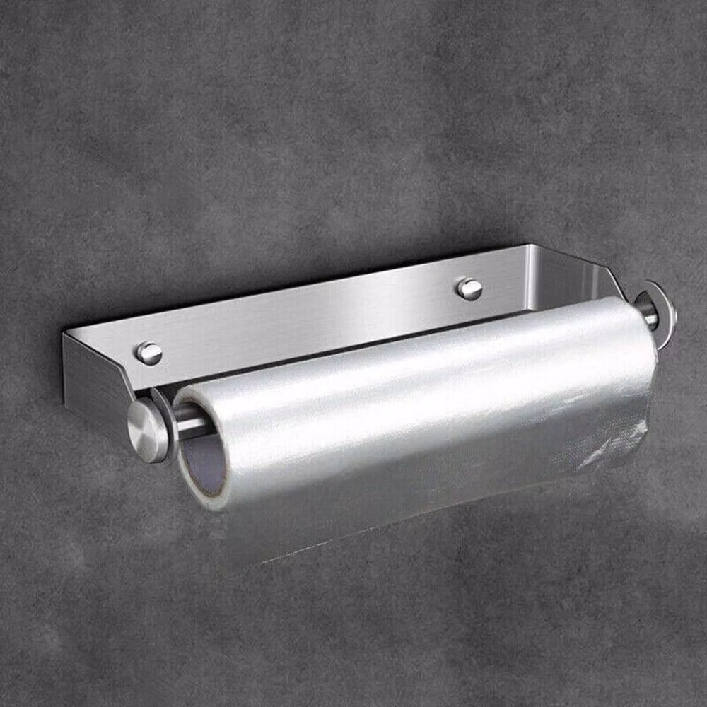KORVIXA Wall Mounted Stainless Steel Kitchen Towel Paper Roll Holder in Silver – 3