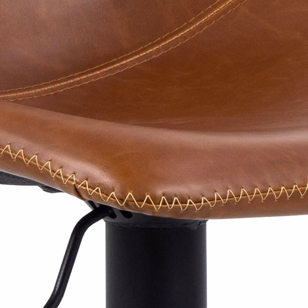 Wyld Haus Bogense Tan Faux Leather Bar Stool with Brown Stitching – 4