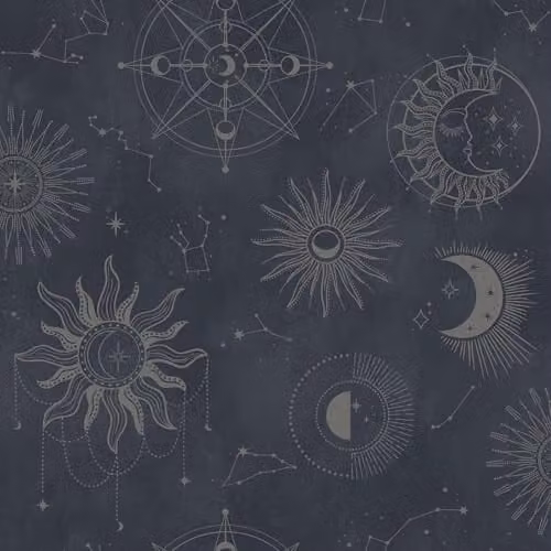 Holden Decor Cosmic Night Sky Celestial Themed Wallpaper in Navy and Silver for Children's Bedrooms and Nurseries – 1