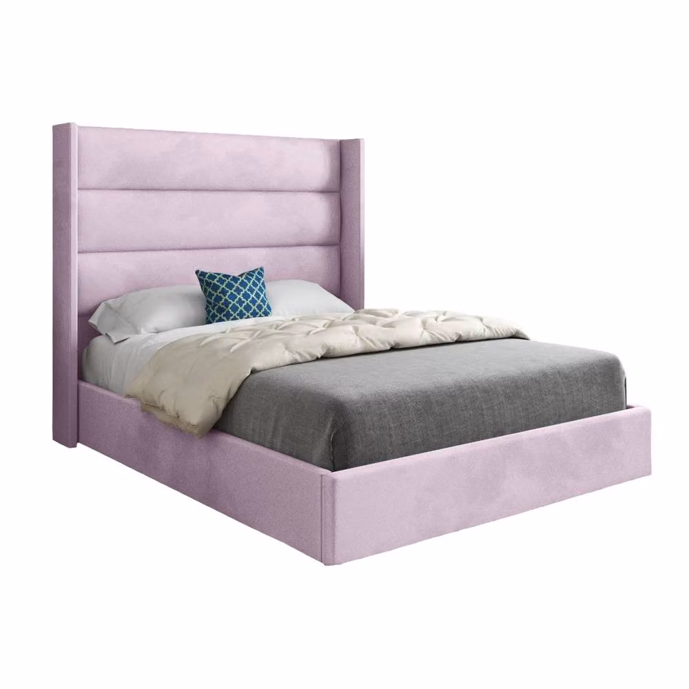 Casani Ranskill Upholstered Velvet Designer Bed Frame in Pink, W/D/H: 200 x 189 x 137 cm – 3