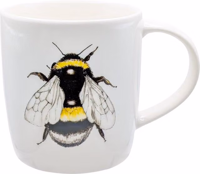 Nicola Spring Floral Stoneware Mugs, Black and White, 350 ml, Pack of 6