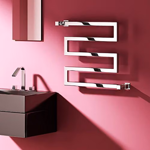 Bathroom Kingdom Reina Serpe Designer Heated Towel Rail in Silver, W/H: 27.0 x 50.0 cm – 2