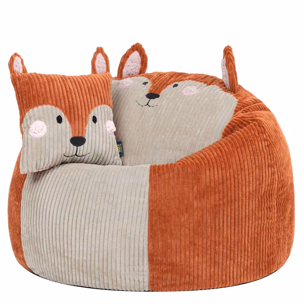 ICON Kids Animal Classic Bean Bag and Cushion Bundle in Terracotta Jumbo Cord – 2