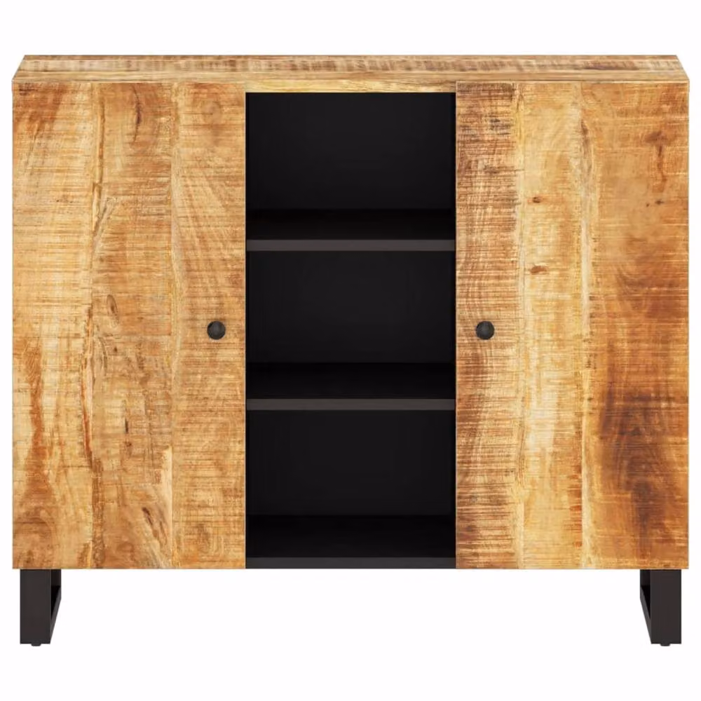 Berkfield Home Solid Mango Wood Sideboard with 2 Doors in Brown, W/D/H: 90 x 33 x 75 cm – 3