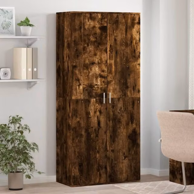 Berkfield Home Smoked Oak Shoe Cabinet in Brown, W: 80 cm, D: 39 cm, H: 178 cm