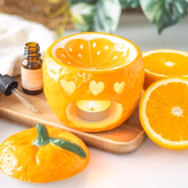 Uniqueful Ceramic Orange Fruity Tabletop Tealight Oil Burner