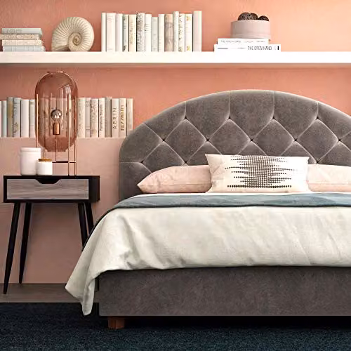 DHP Aspen Upholstered Double Bed in Grey Velvet – 4