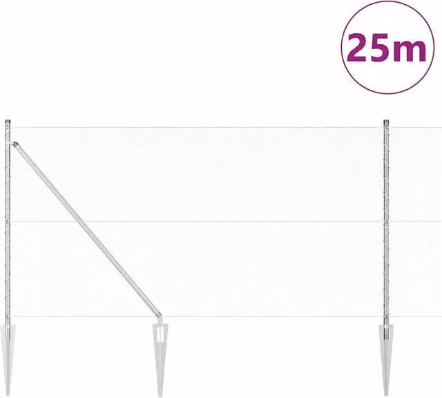 Berkfield Home Modern Fencing Set of 2, 25 m, Galvanised Steel, Silver – 1
